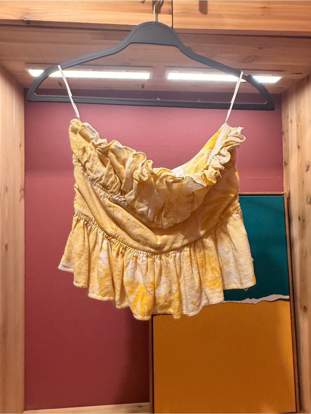 Women’s Yellow Ruffle Strapless Top